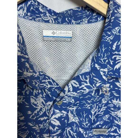 Columbia PFG Size L Mens Button Up Short Sleeve UPF 40 Omni Shade Shirt - Picture 8 of 11